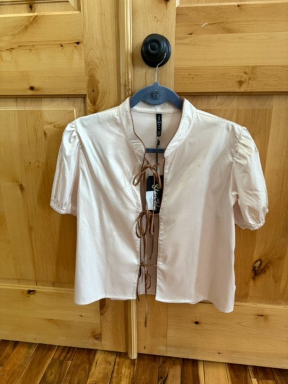 2 Fly Front Tie Lightweight Short Sleeve Top